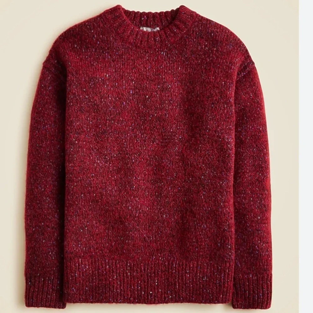 J. Crew Relaxed Crewneck Pullover NWOT Red Multi Wool Oversized Women’s XS